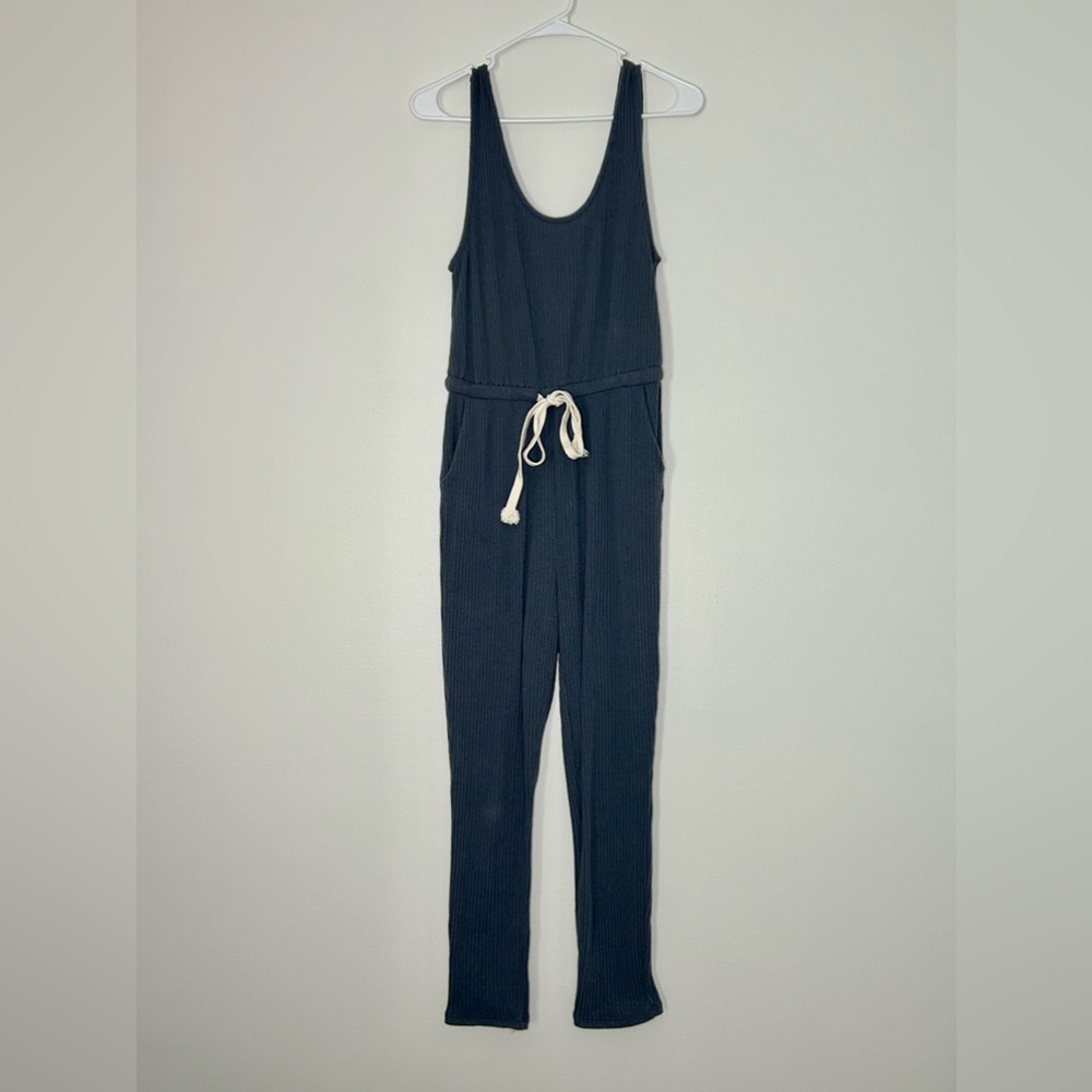 Blue jumper with tie waist